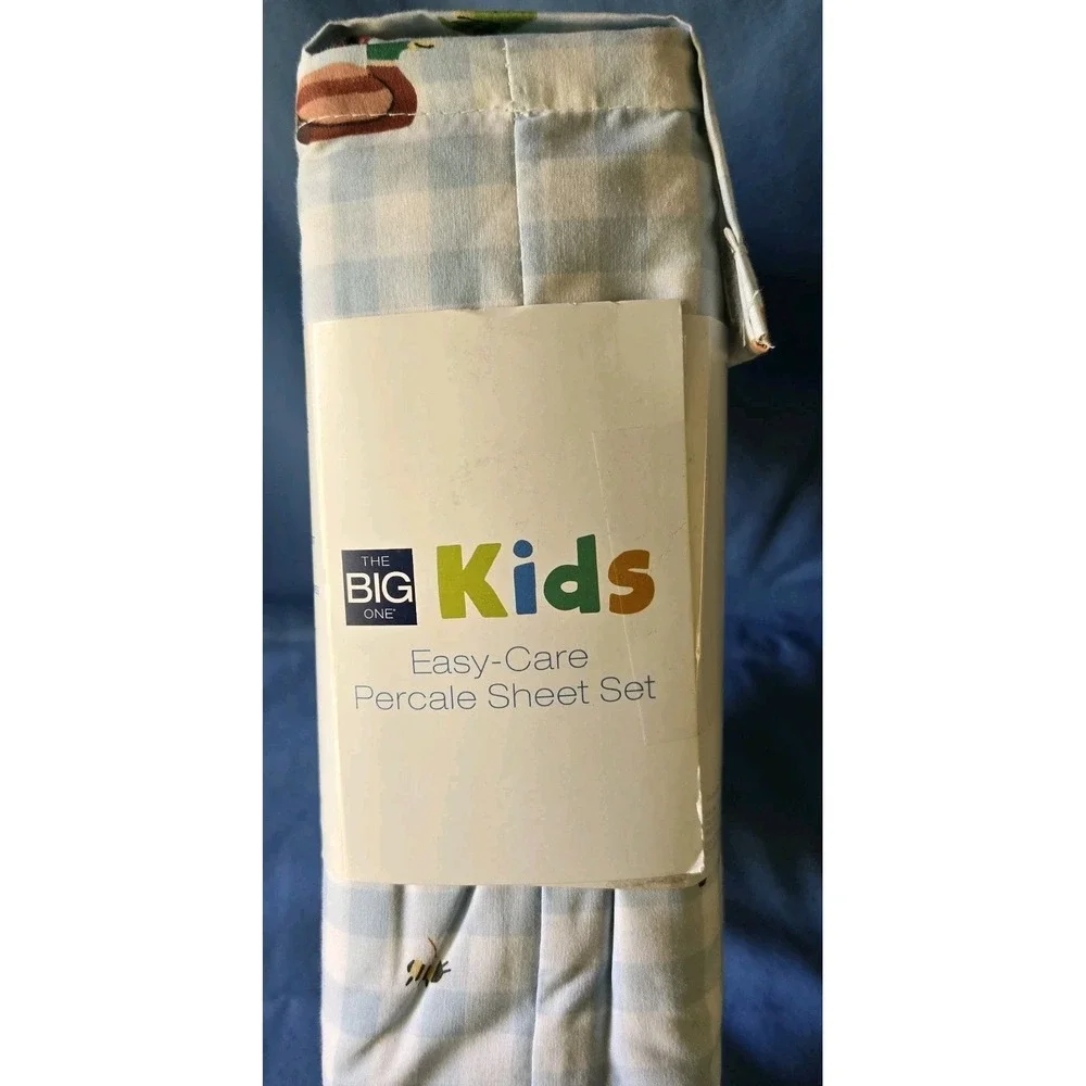 The Big One Kids Easy-care Percale Med Blue Full Sheet Set New Animal Theme‎ 275
